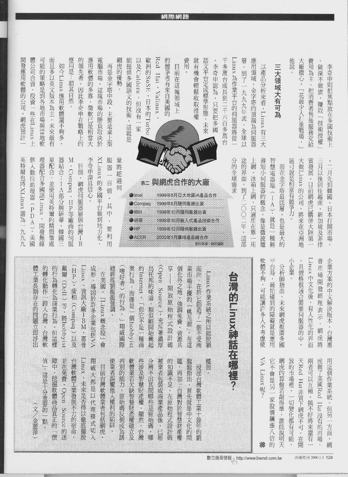 商業周刊 632期 p.124，網虎策略聯盟